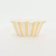 Striped Floral Bowl–cream yellow