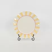 Striped Floral Plate–cream yellow