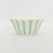Striped Floral Bowl–mint green