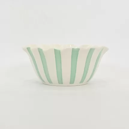 Striped Floral Bowl–mint green
