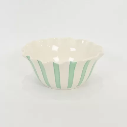 Striped Floral Bowl–mint green