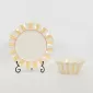 Striped Floral Plate–cream yellow
