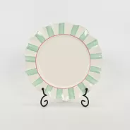 Striped Floral Plate–mint green