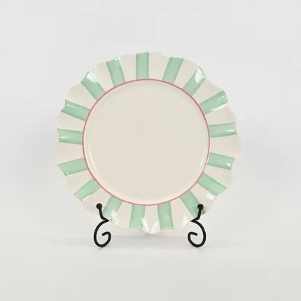 Striped Floral Plate–mint green