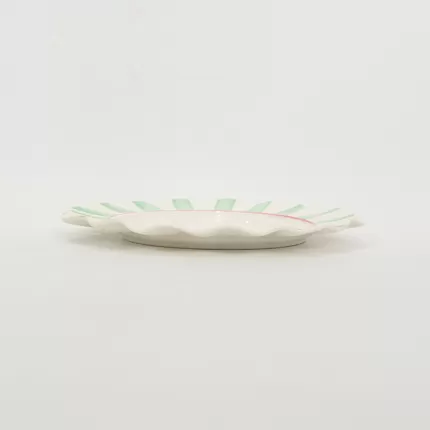 Striped Floral Plate–mint green