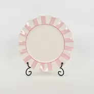 Striped Floral Plate–soft pink