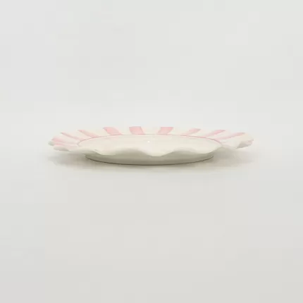 Striped Floral Plate–soft pink