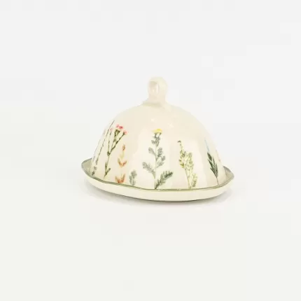 Floral Crackle Glaze Butter Dish