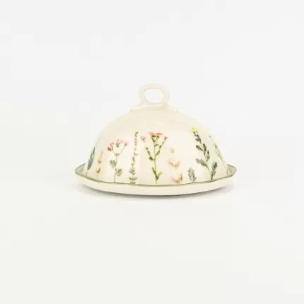 Floral Crackle Glaze Butter Dish