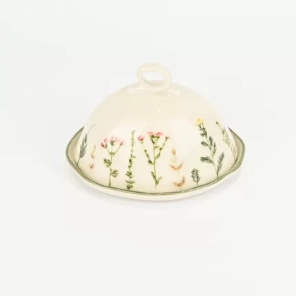 Floral Crackle Glaze Butter Dish