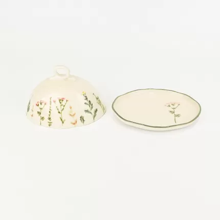 Floral Crackle Glaze Butter Dish