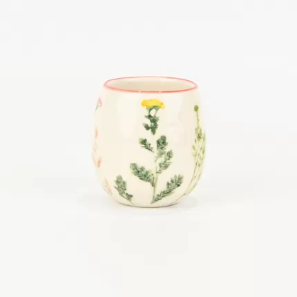 Floral Crackle Glaze Cup