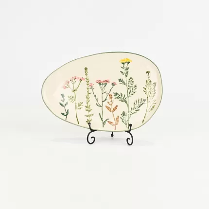 Floral Crackle Glaze Plate