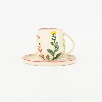 Floral Crackle Glaze Cup&Saucer