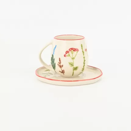 Floral Crackle Glaze Cup&Saucer