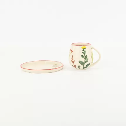 Floral Crackle Glaze Cup&Saucer