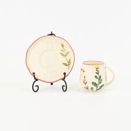 Floral Crackle Glaze Cup&Saucer