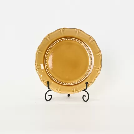 Milk coffee yellow Curly Leaf Emboss Plate