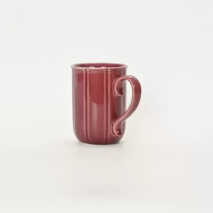 Dark plum purple Curly Leaf Emboss Mug