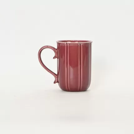 Dark plum purple Curly Leaf Emboss Mug