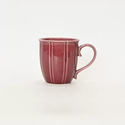 Dark plum purple Curly Leaf Emboss mug