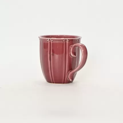 Dark plum purple Curly Leaf Emboss mug