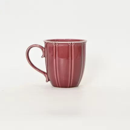 Dark plum purple Curly Leaf Emboss mug