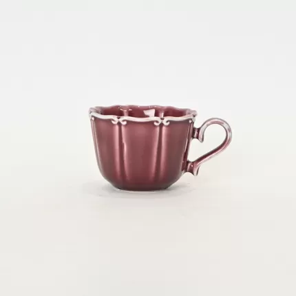 Dark plum purple Curly Leaf Emboss Mug