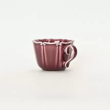 Dark plum purple Curly Leaf Emboss Mug