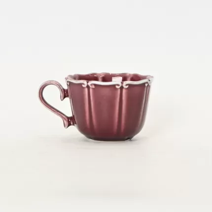 Dark plum purple Curly Leaf Emboss Mug