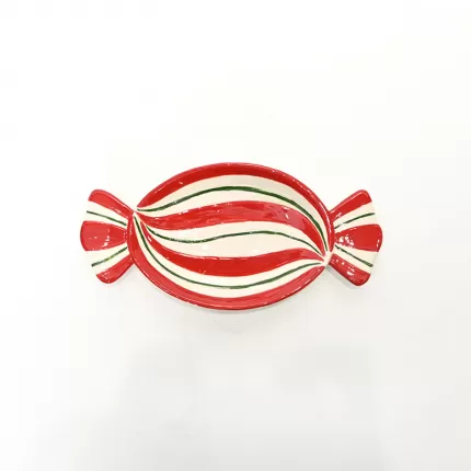 Candy series Striped Candy Plate - red