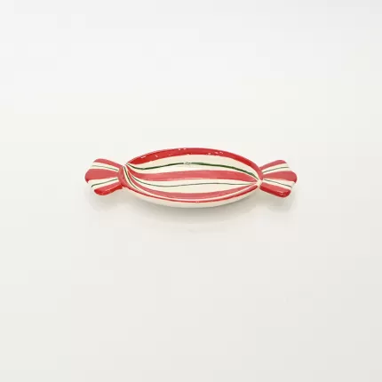 Candy series Striped Candy Plate - red
