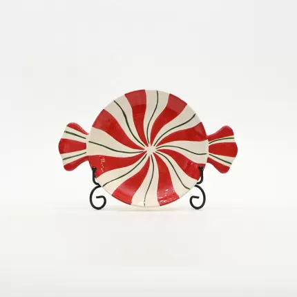 Candy series Striped Candy Plate - red