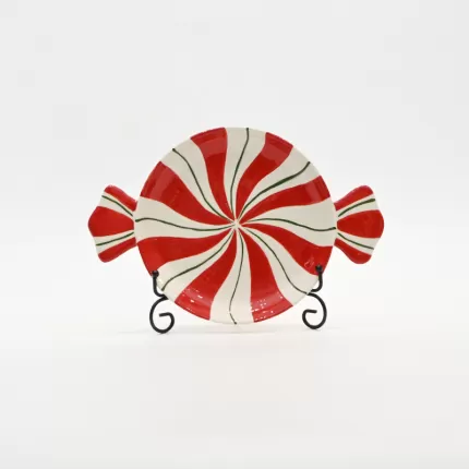 Candy series Striped Candy Plate - red