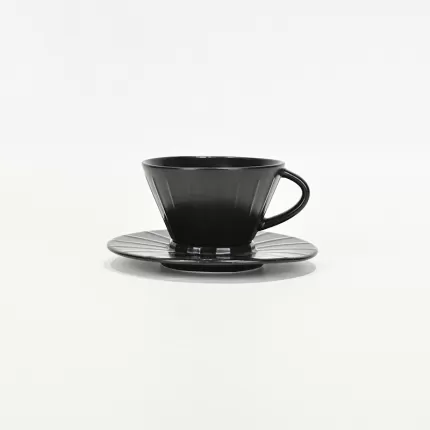 Vertical Stripe Cup and Saucer - white