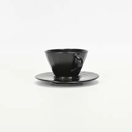 Vertical Stripe Cup and Saucer - white