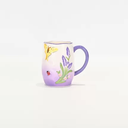 Gradient Pastoral Embossed Mug-purple