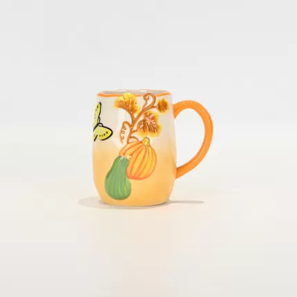 Gradient Pastoral Embossed Mug-orange