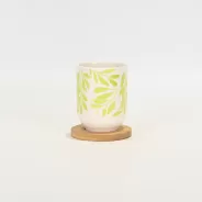 Green Foliage Cup with Wooden Coaster