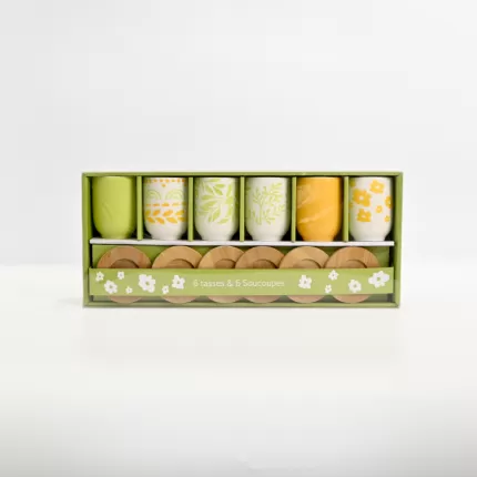 Line  Cup with Wooden Coaster
