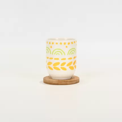 Line  Cup with Wooden Coaster