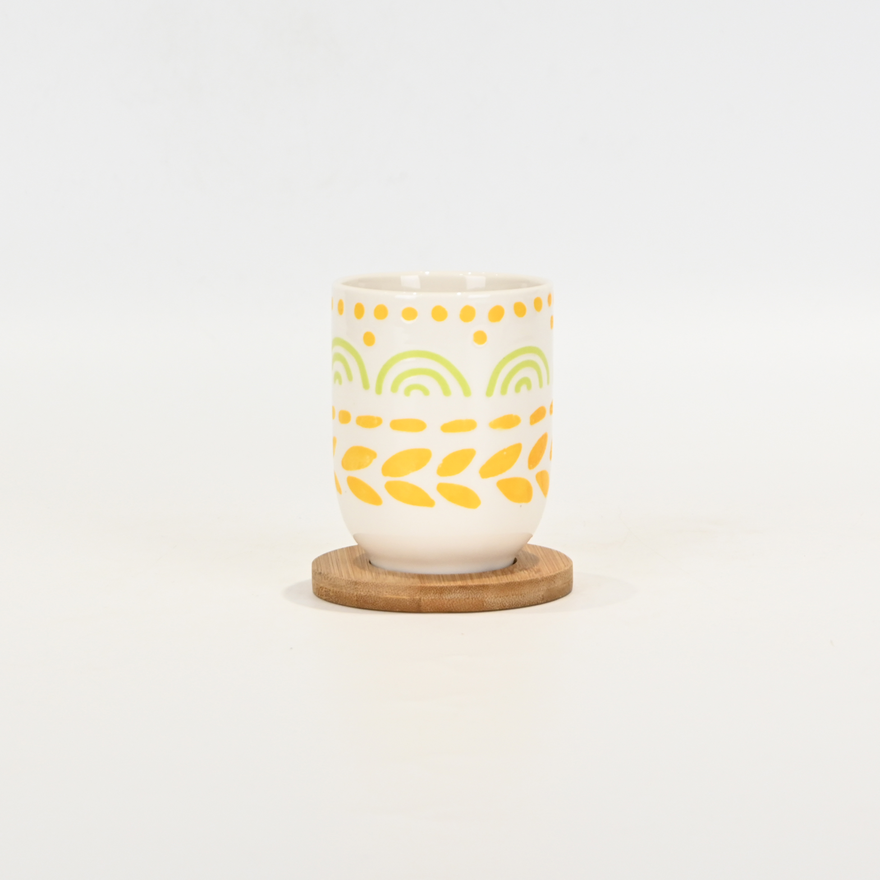 Line  Cup with Wooden Coaster
