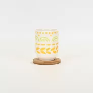 Line  Cup with Wooden Coaster