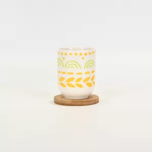 Line  Cup with Wooden Coaster