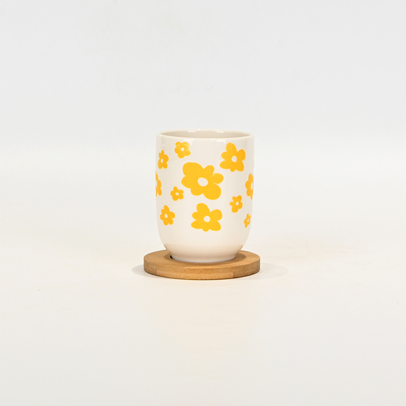 Floret Cup with Wooden Coaster
