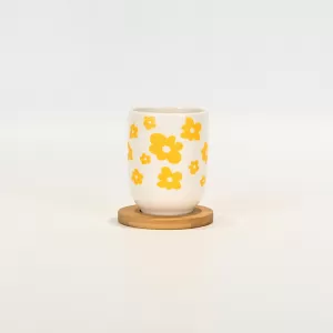 Floret Cup with Wooden Coaster