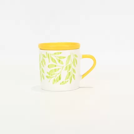 Green Foliage Mug with Lid