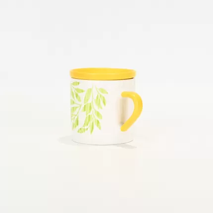 Green Foliage Mug with Lid