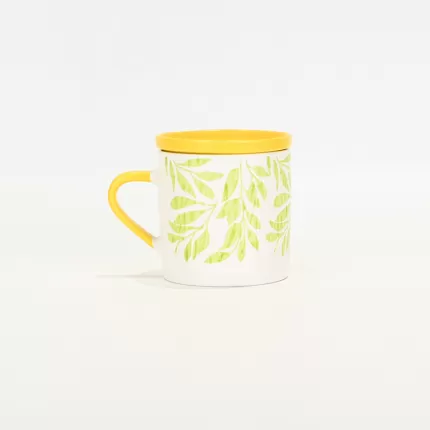 Green Foliage Mug with Lid