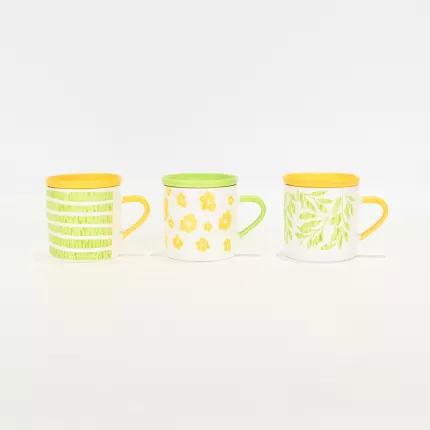 Green Foliage Mug with Lid
